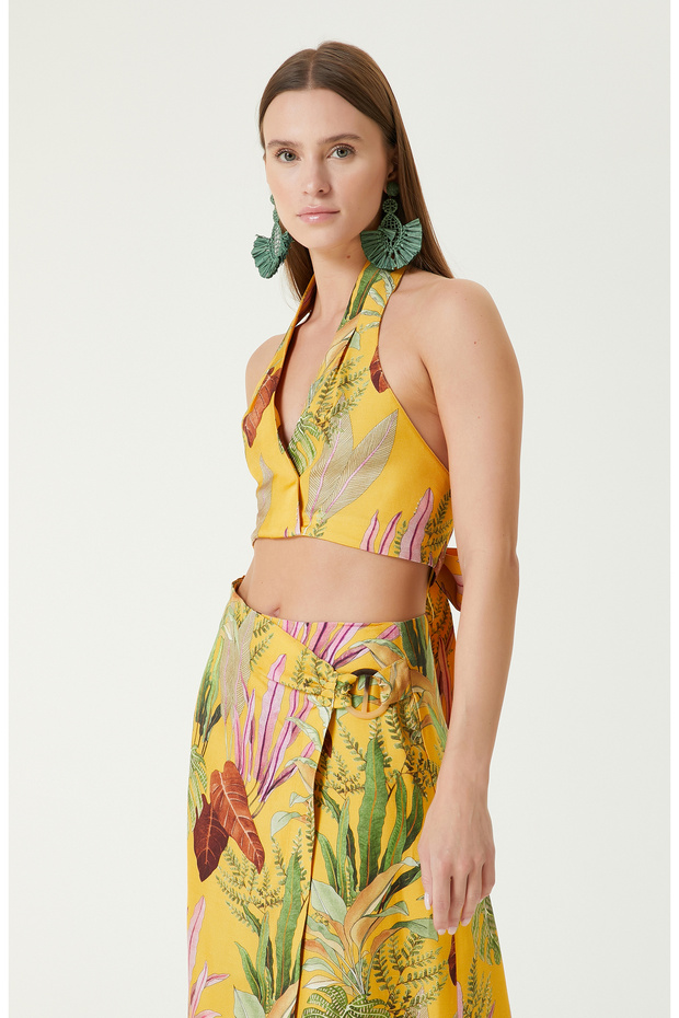 Turuncu Crop Bluz - 4