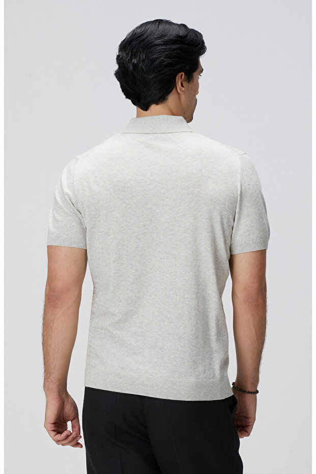 Gri Melanj Polo Yaka Basic Kazak - 5