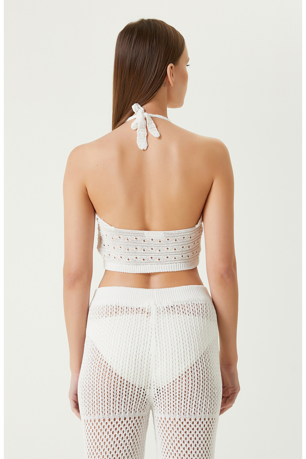 Ekru Ajurlu Plaj Bluz - 6