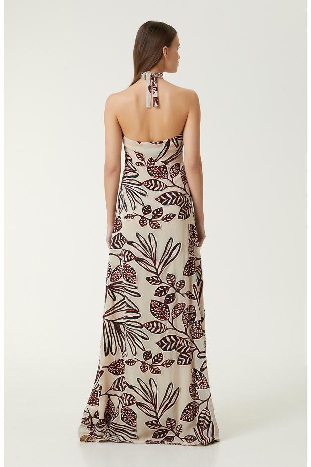 Limited Bej Maxi Elbise - 5
