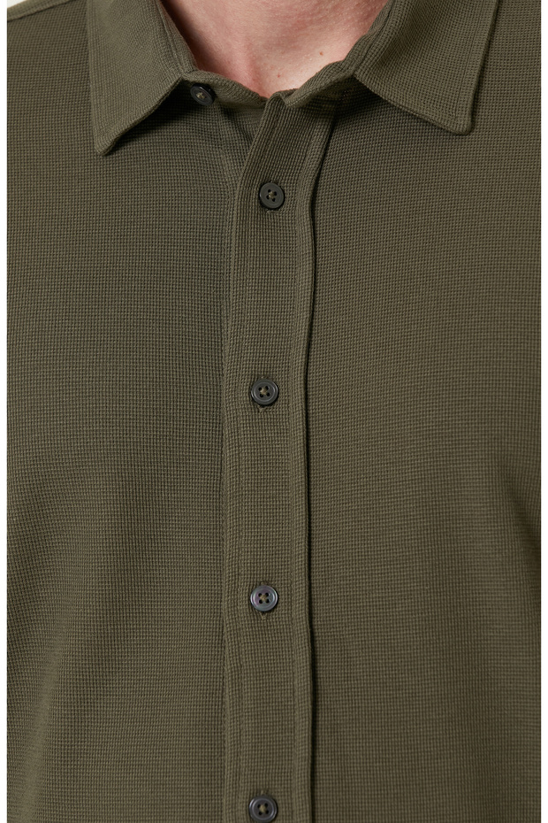 Haki Merserize Örme Gömlek - 7