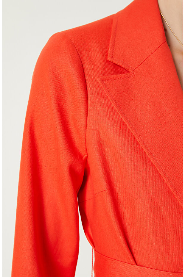 Nar Çiçeği Keten Ceket - 5