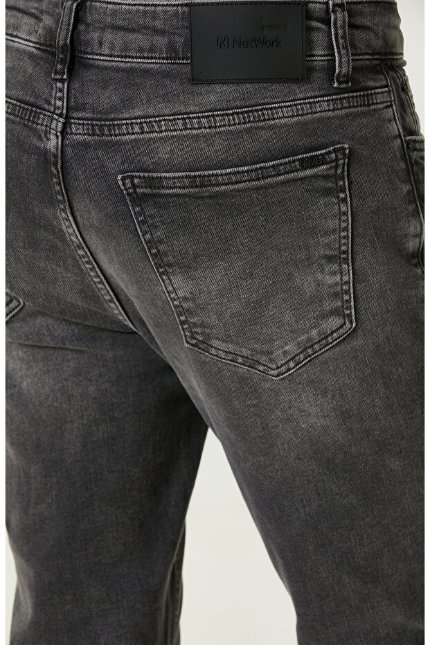 Gri Denim Pantolon - 5