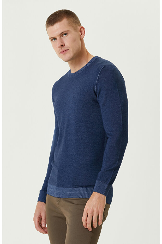 Lacivert Yün Triko Kazak - 4