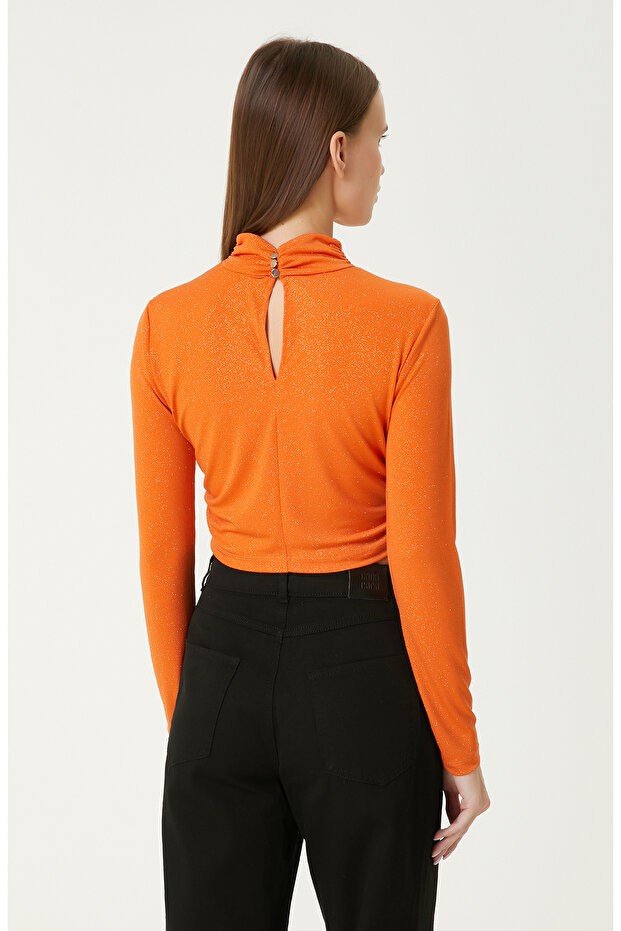Turuncu Crop Bluz - 6
