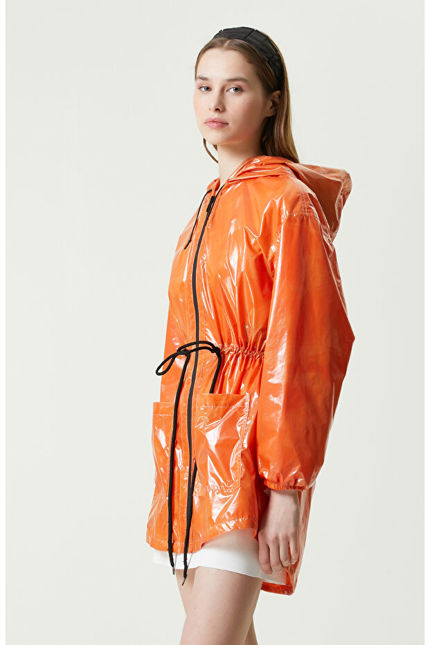 N-Tech Turuncu Kapüşonlu Pardesü - 4