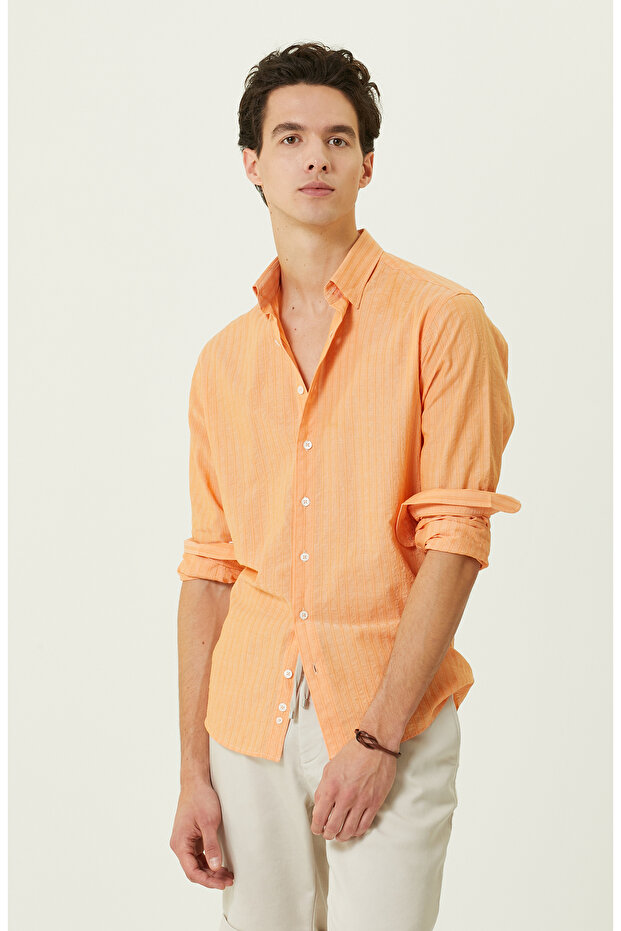 Turuncu Uzun Kollu Gömlek - 1