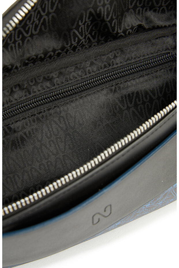 Monogram Siyah Lacivert Bel Çantası - 4