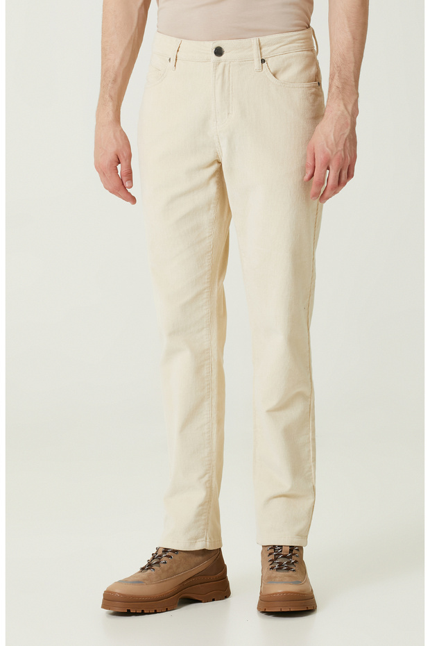 Ekru Kadife Pantolon - 2