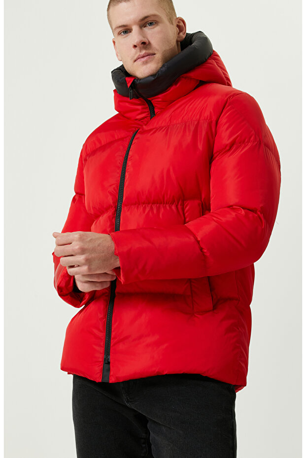N-Tech Baskı Detaylı Kırmızı Mont - 6