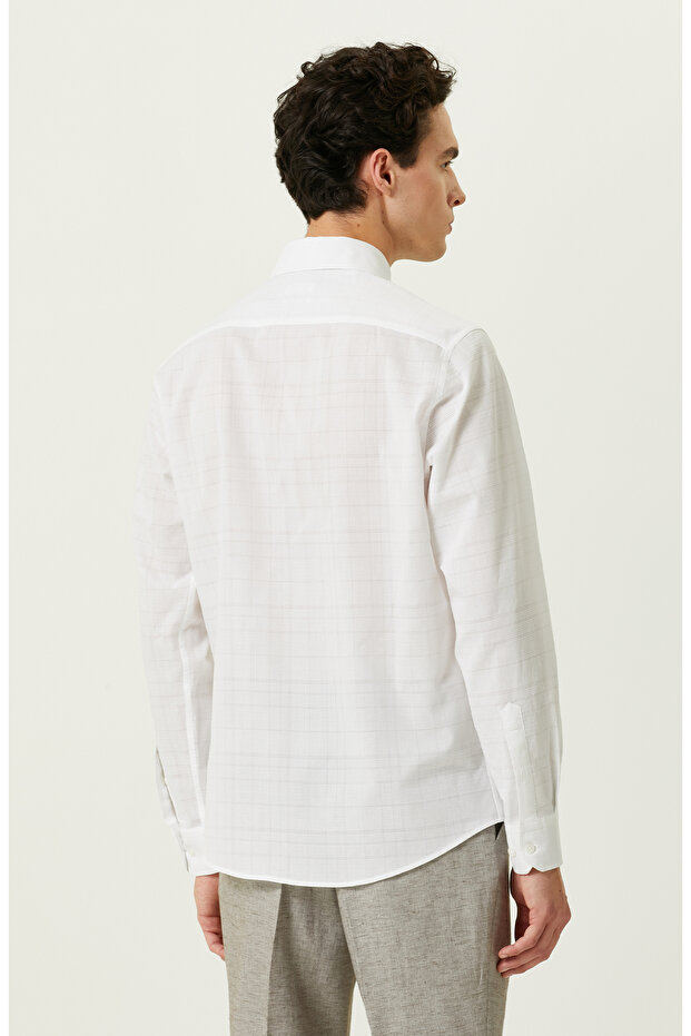 Beyaz Armürlü Gömlek - 4