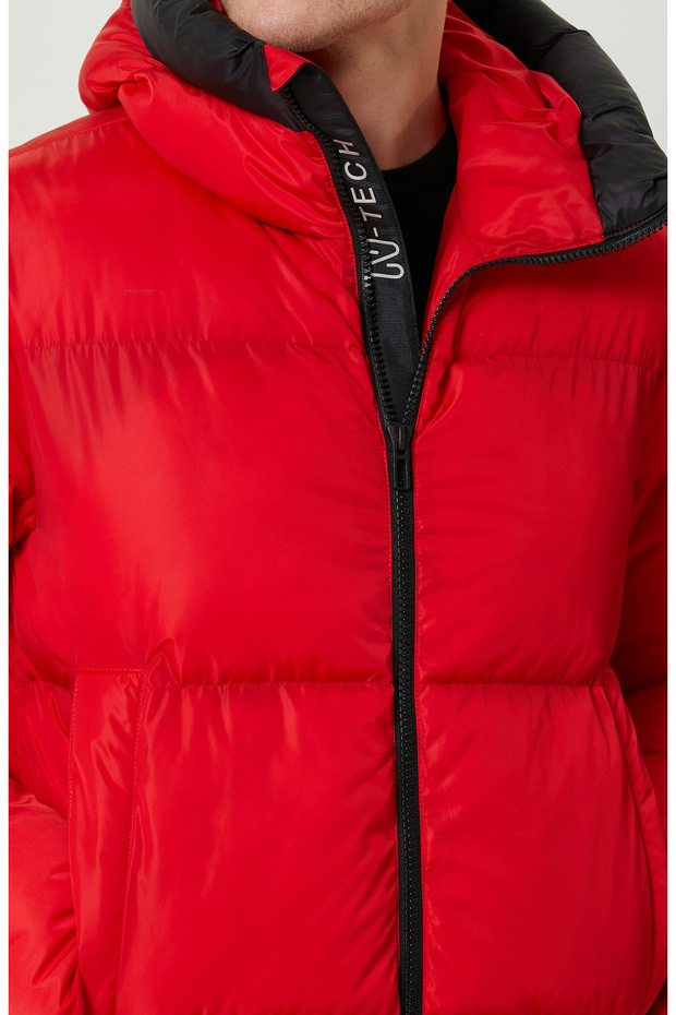 N-Tech Baskı Detaylı Kırmızı Mont - 5