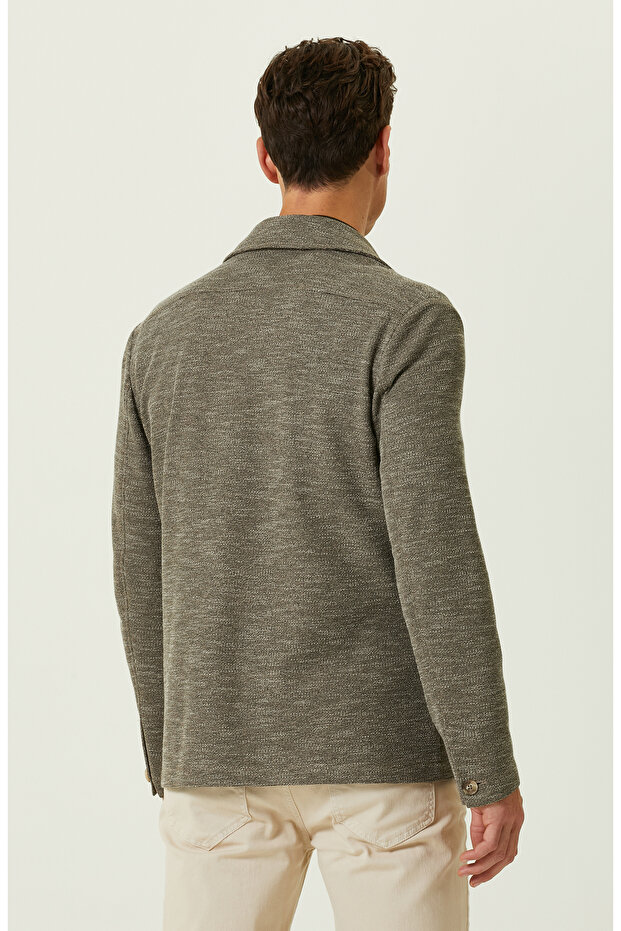 Camel Jakarlı Blazer Ceket - 3