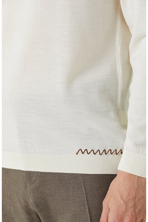 Ekru Nakış Detaylı Kazak - 7