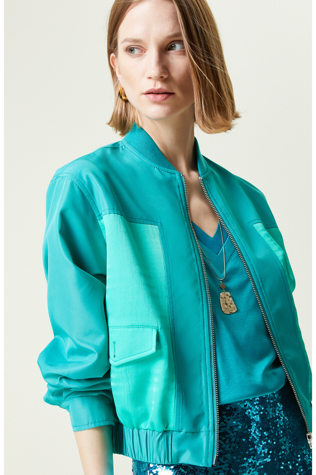 Yeşili Dik Yaka Mont - 4