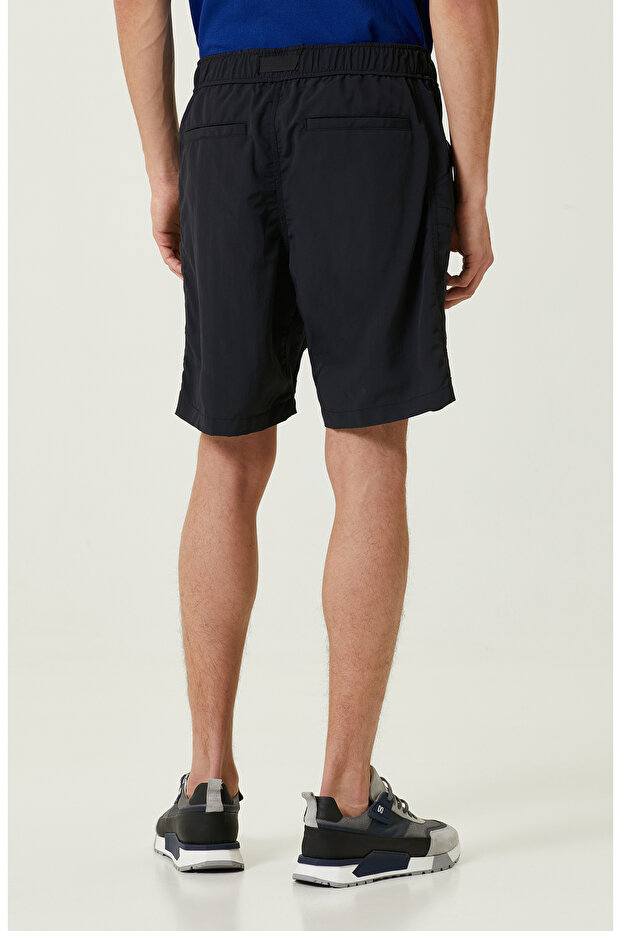 N-Tech Siyah Beli Lastikli Kargo Cep Şort - 3