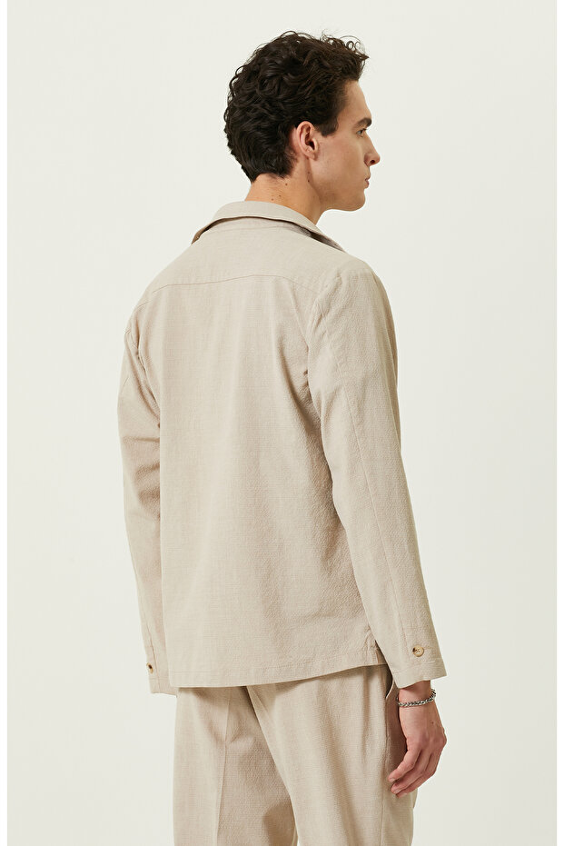 Bej Gömlek Yaka Gofreli Ceket - 4