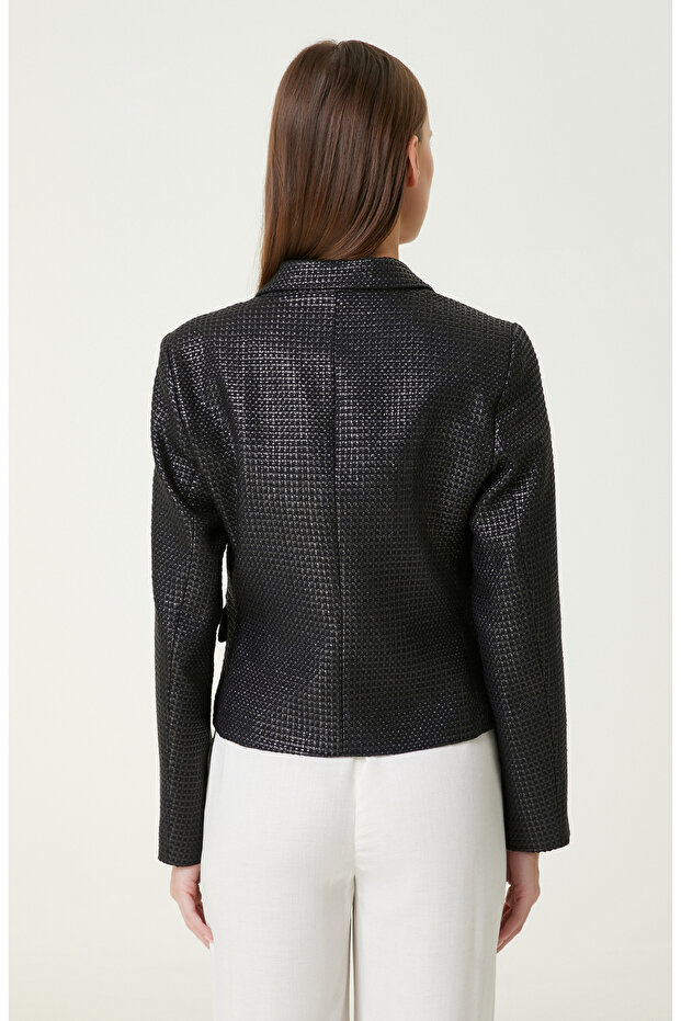 Siyah Desenli Ceket - 5