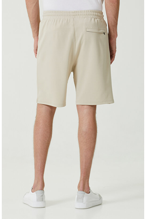 Bej Düz Paça Şort - 3