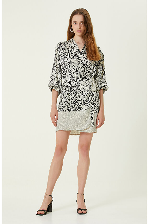 Ekru Mini Elbise - 1