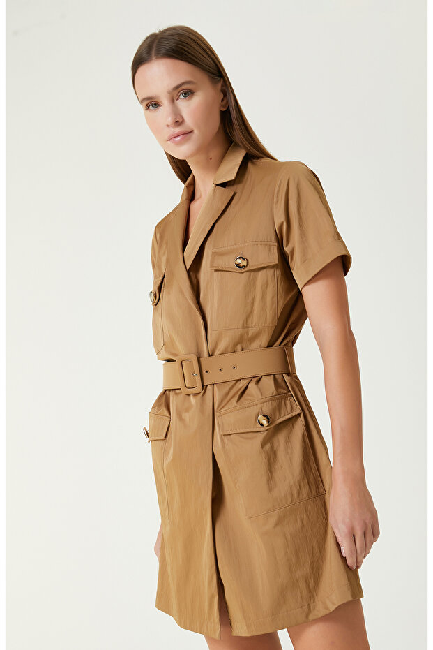 Olive Mini Elbise - 3