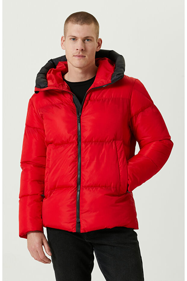 N-Tech Baskı Detaylı Kırmızı Mont - 1