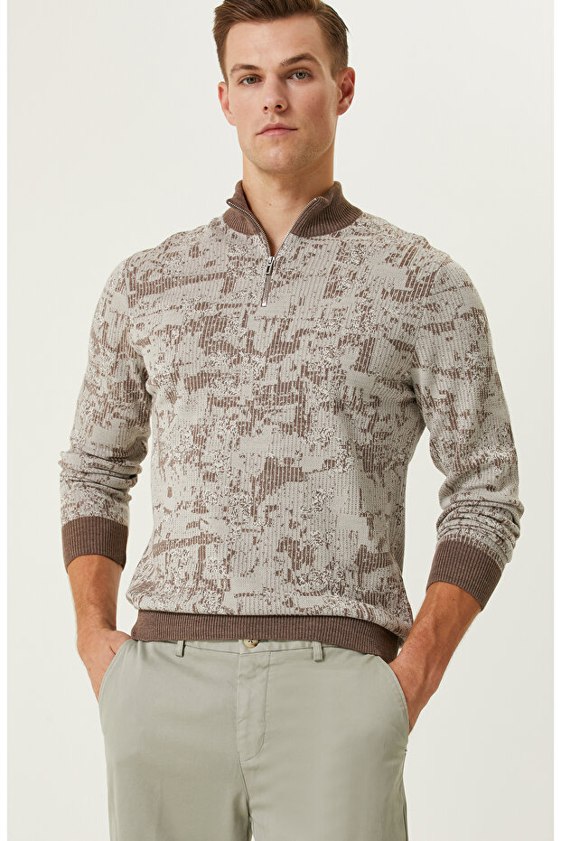 Bej Desenli Yün Kazak - 2