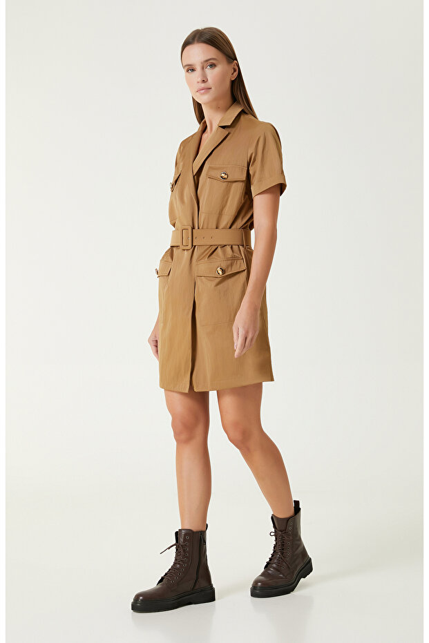 Olive Mini Elbise - 1