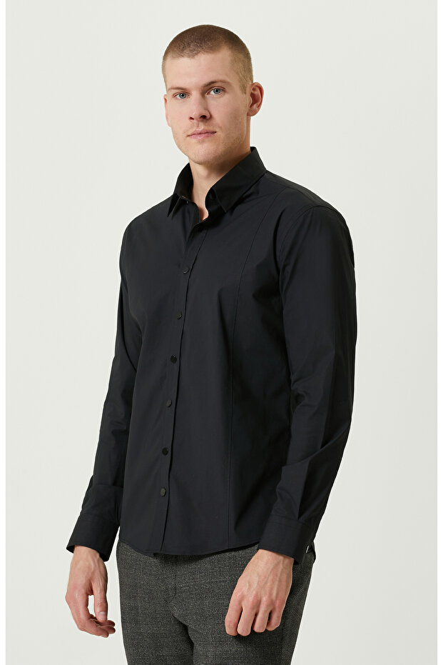 Çıtçıtlı Siyah Gömlek - 2