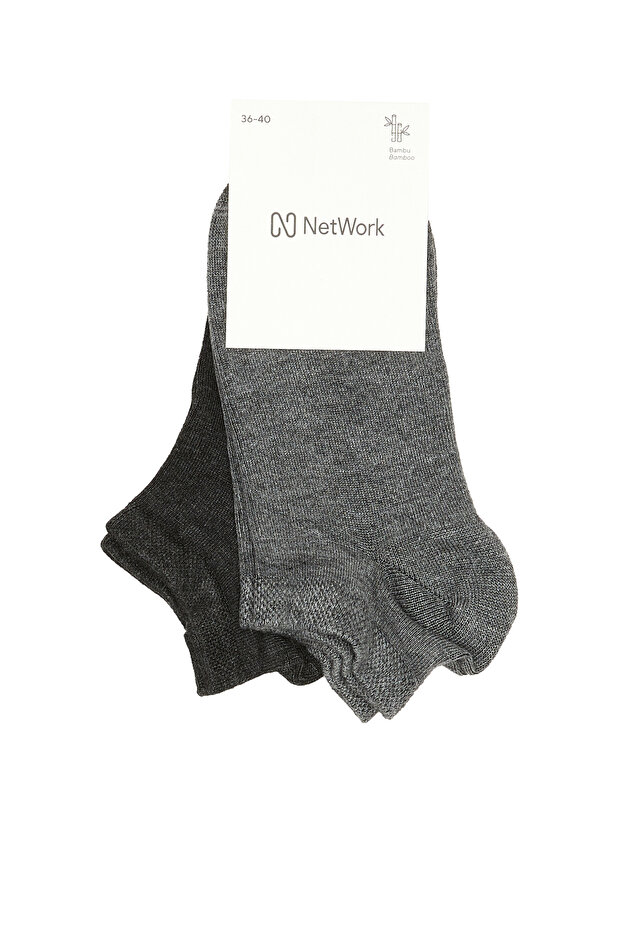 Antrasit Gri 2li Kadın Bambu Çorap Seti - 1