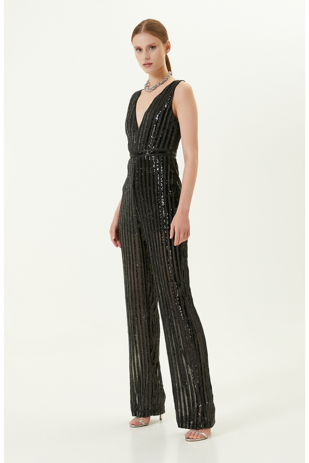 Siyah Payetli Abiye Tulum - 2