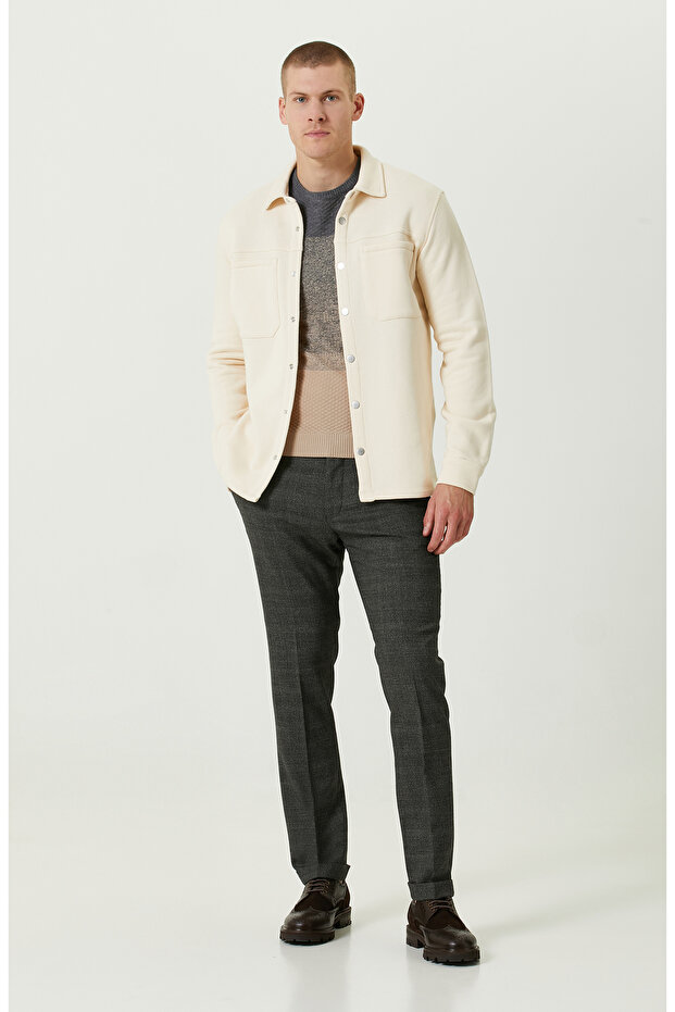 Pamuklu Ekru Örme Dış Gömlek - 2