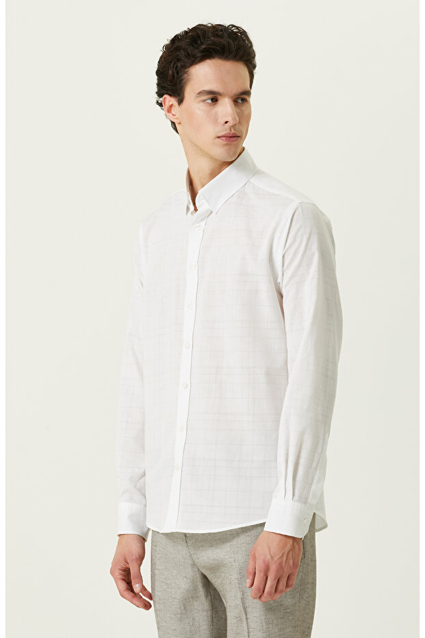 Beyaz Armürlü Gömlek - 3