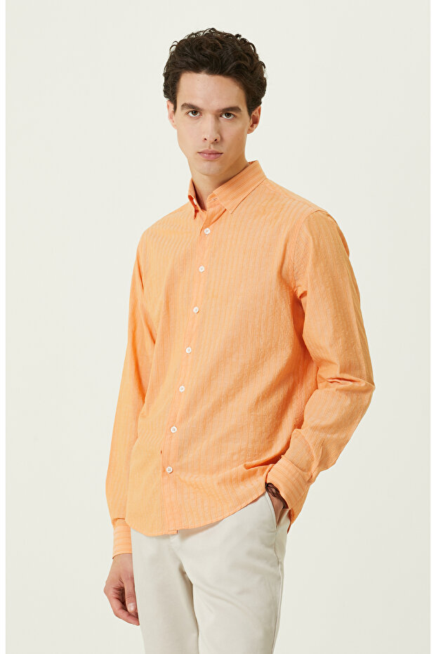 Turuncu Uzun Kollu Gömlek - 3