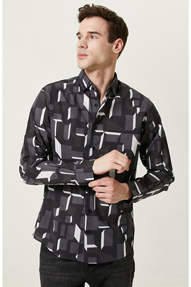 Cepsiz Pamuklu Siyah Gömlek - 5