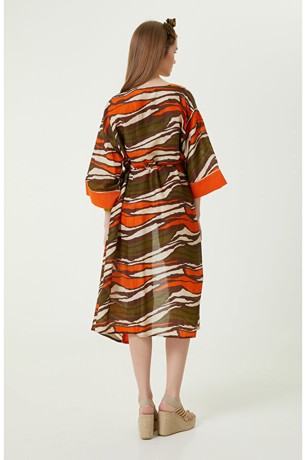 Turuncu Desenli Kaftan - 4