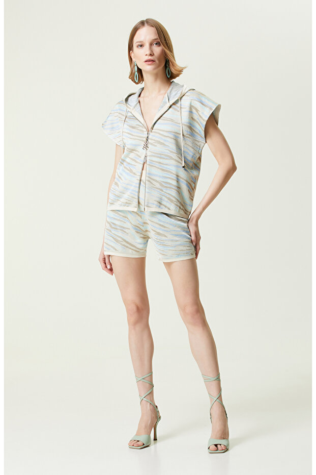 Bej Düz Paça Şort - 1