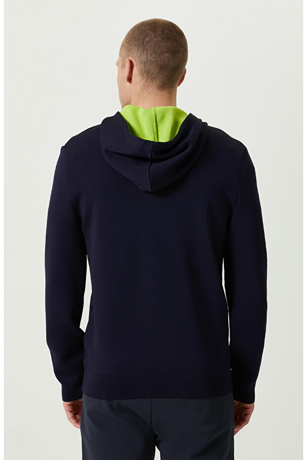 N-Tech Lacivert Kapüşon Yaka Triko Mont - 4