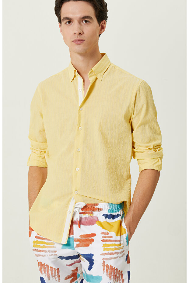 Sarı Çizgili Gömlek - 6