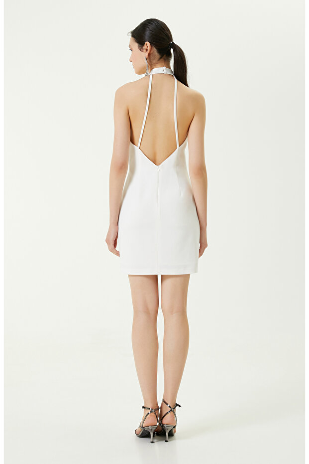 Ekru Kolsuz Elbise - 5