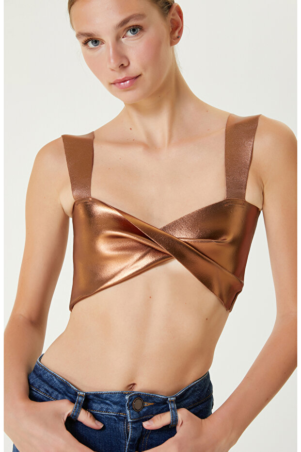 Bakır Rengi Askılı Triko Büstiyer - 2