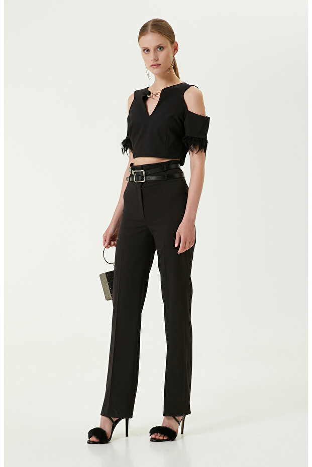 Tek Omuz V Yaka Siyah Büstiyer - 2