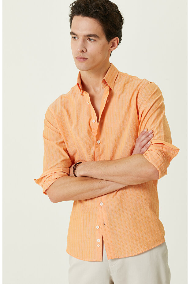 Turuncu Uzun Kollu Gömlek - 6
