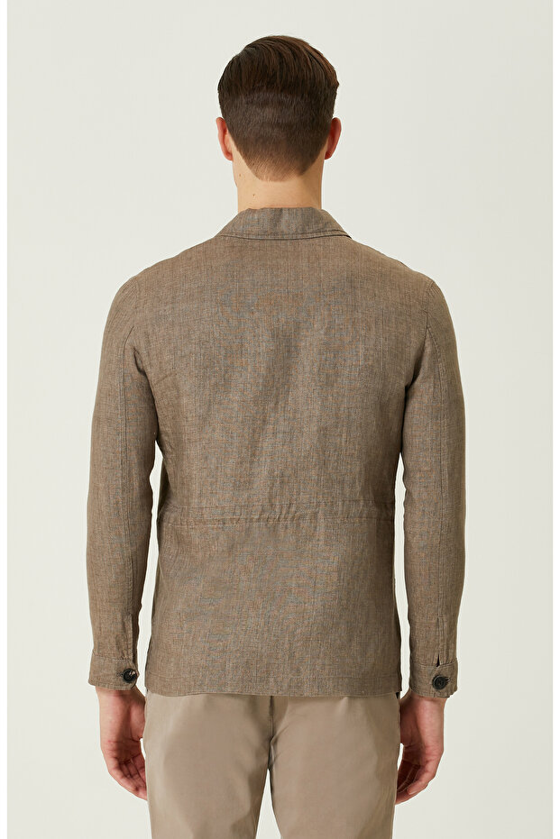 Bej Keten Erkek Ceket - 5