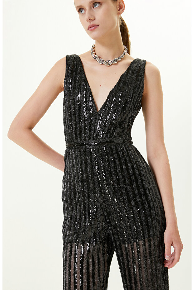 Siyah Payetli Abiye Tulum - 4