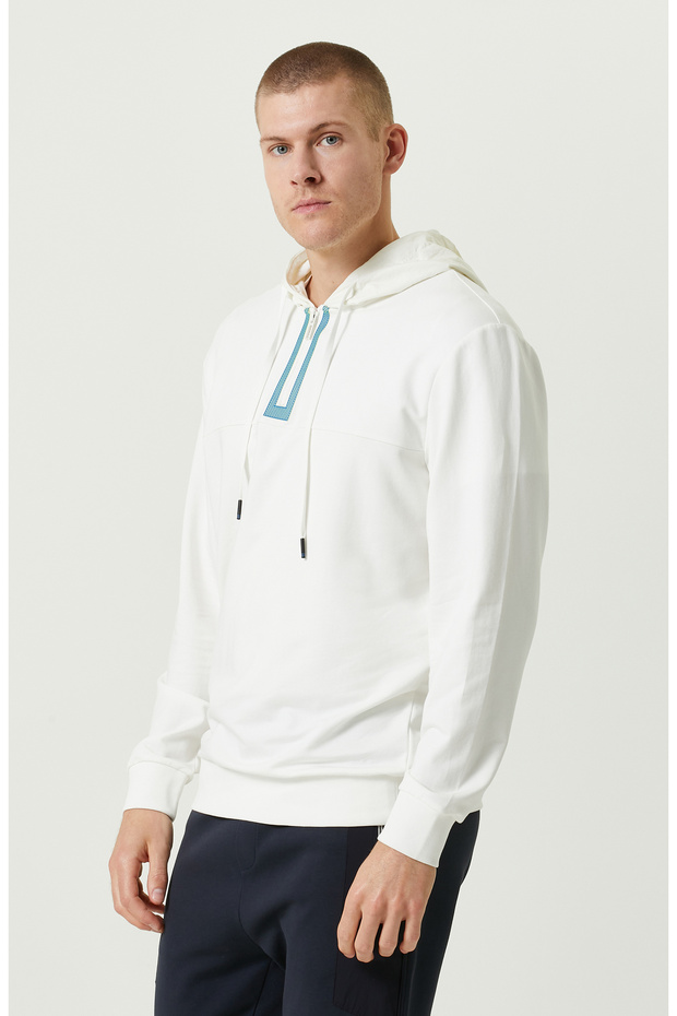 N-Tech Ekru Kapüşon Yaka Sweatshirt - 3