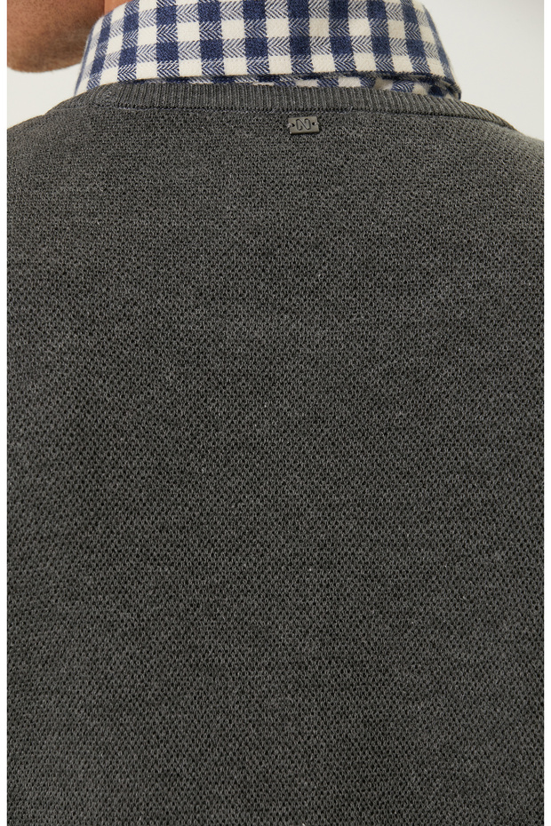 Koyu Gri Bisiklet Yaka Kazak - 7