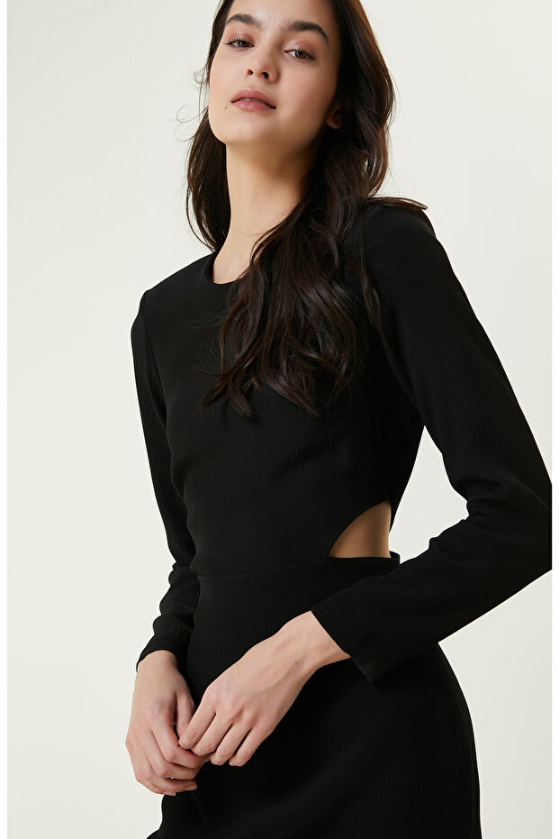 Siyah Mini Elbise - 3