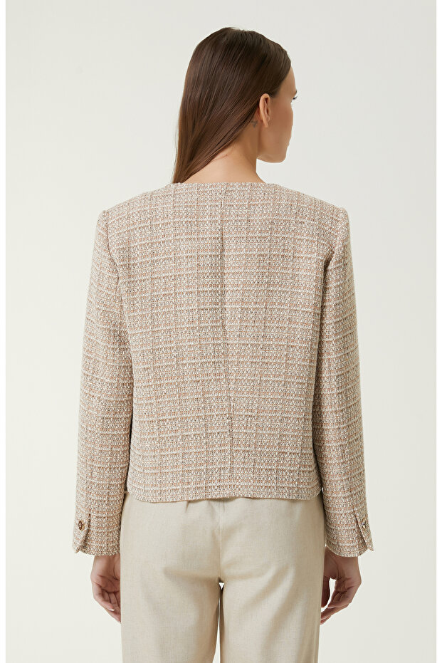 Bej Tweed Ceket - 5
