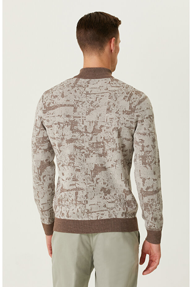 Bej Desenli Yün Kazak - 5